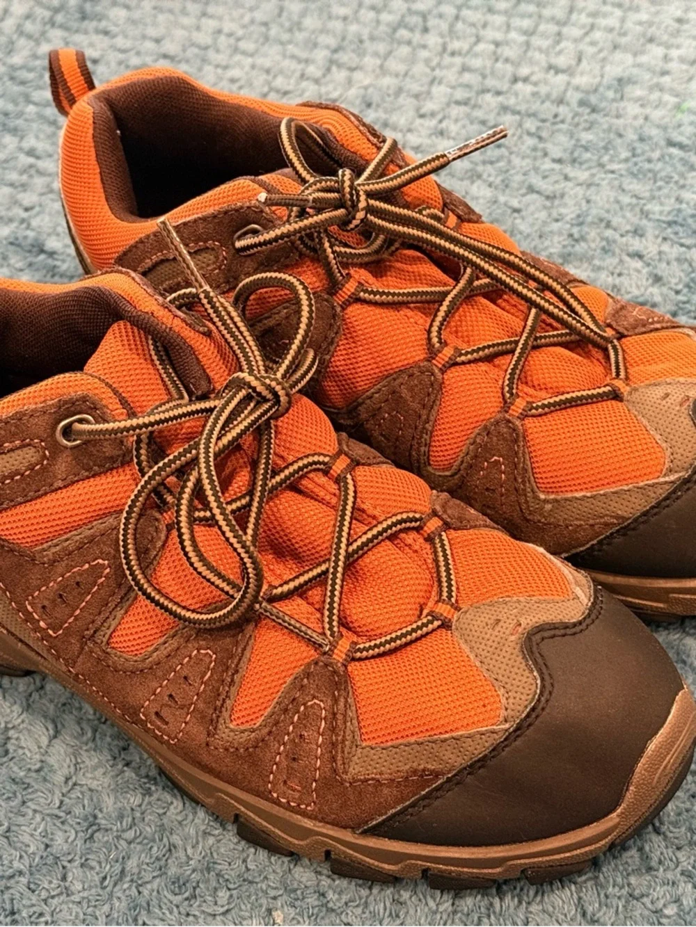 Columbia Beartooth Hiking Shoe Youth Boy Size 5 Waterproof Orange & Brown Boot - Picture 1 of 7